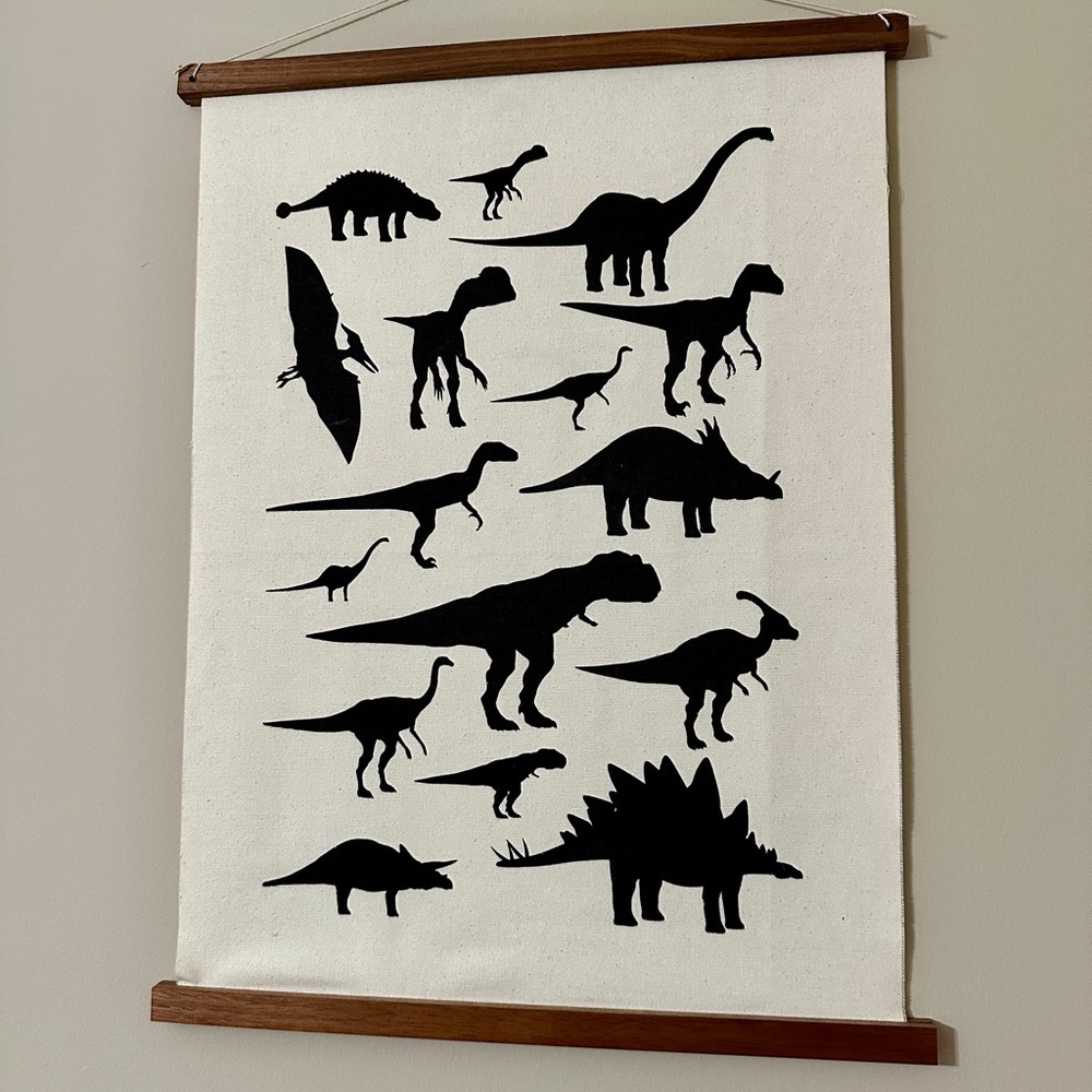 Dinosaur Silhouette Fabric Poster